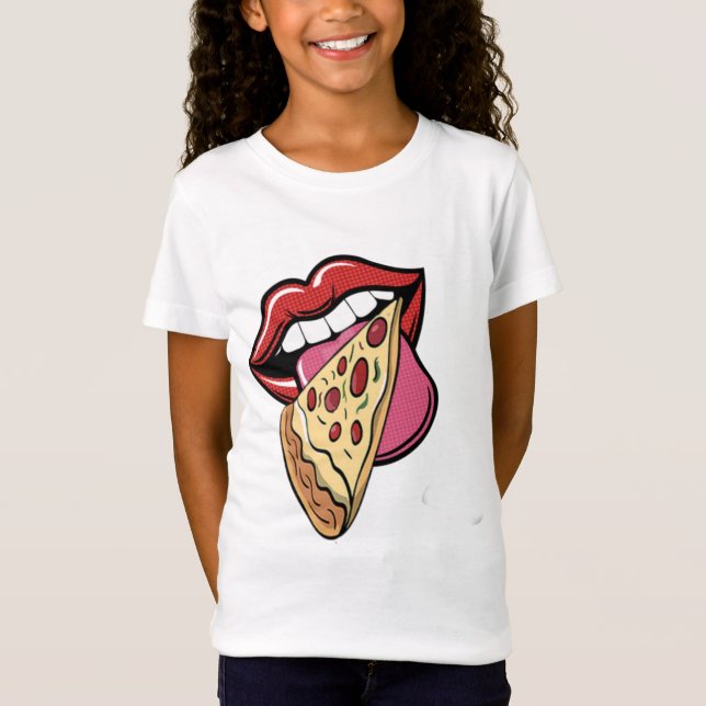 T-Shirt Lèvres à la pizza (Devant)