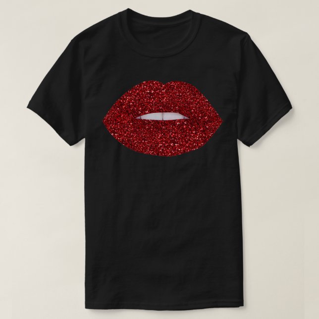 T-shirt Lèvres à Parties scintillant rouge (Design devant)