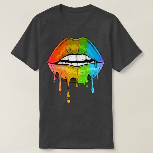T-shirt Lèvres arc-en-ciel LGBT (Design devant)