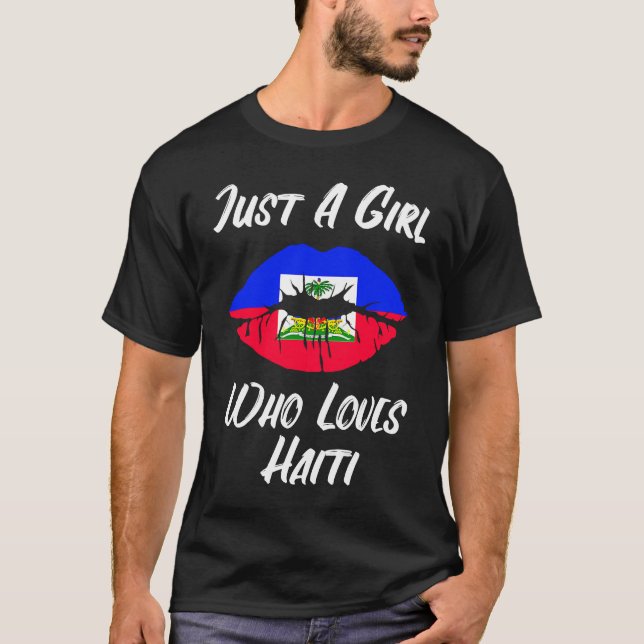 T-shirt Lèvres Bouche Aimer Haïti Drapeau Haïti (Devant)