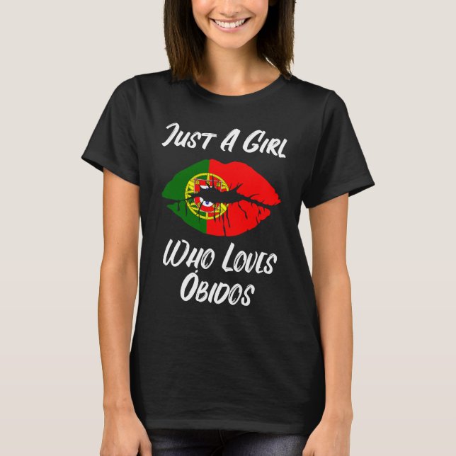 T-shirt Lèvres Bouche Aimer Portugais Drapeau Obidos (Devant)