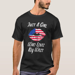 T-shirt Lèvres Bouche Amour Américain Drapeau Clé Ouest