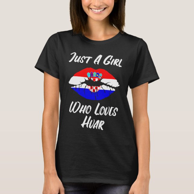 T-shirt Lèvres Bouche Amour Croatie Drapeau Hvar (Devant)