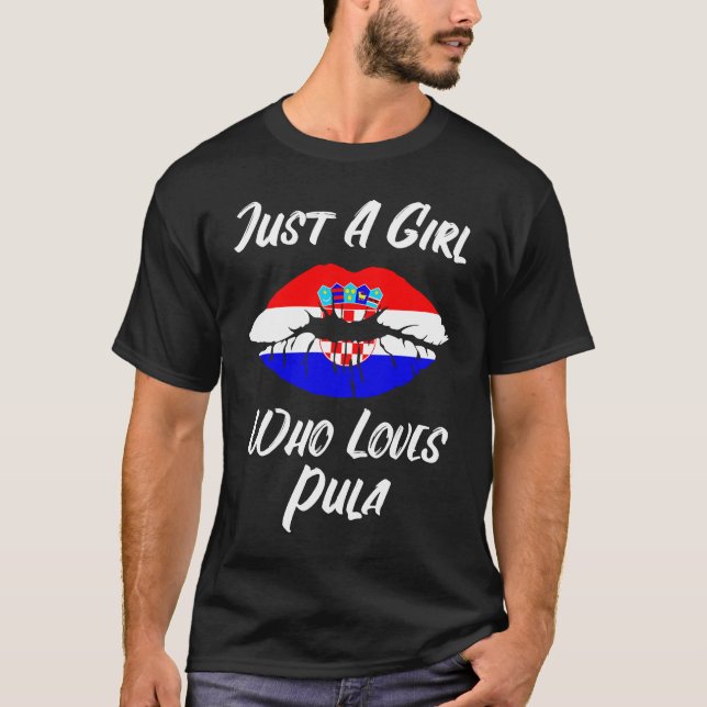 T-shirt Lèvres Bouche Amour Croatie Drapeau Pula (Devant)