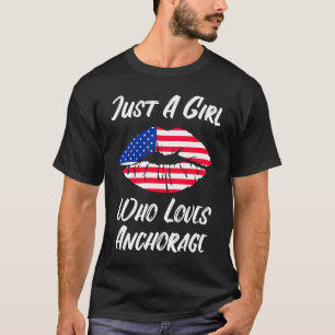 T-shirt Lèvres Bouche Amour Drapeau Américain Anchorage