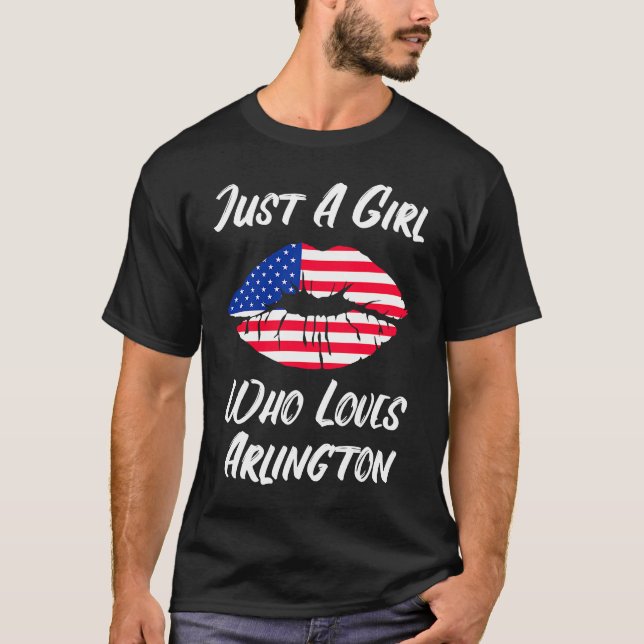 T-shirt Lèvres Bouche Amour Drapeau Américain Arlington (Devant)
