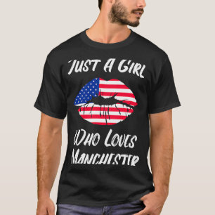 T-shirt Lèvres Bouche Amour Drapeau Américain Manchester