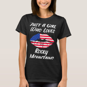 T-shirt Lèvres Bouche Amour Drapeau Américain Montagnes Ro