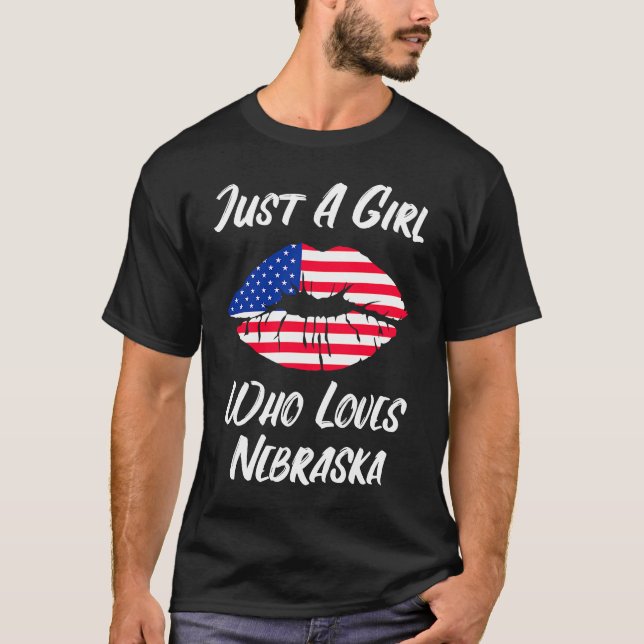 T-shirt Lèvres Bouche Amour Drapeau Américain Nebraska (Devant)