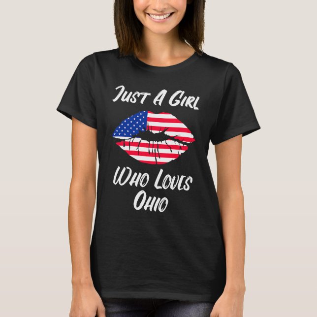 T-shirt Lèvres Bouche Amour Drapeau Américain Ohio (Devant)