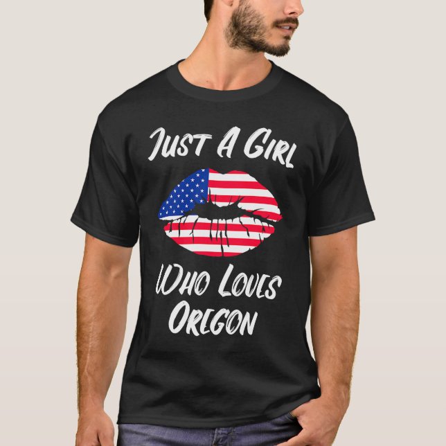 T-shirt Lèvres Bouche Amour Drapeau Américain Oregon (Devant)