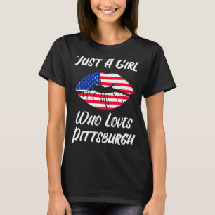 T-shirt Lèvres Bouche Amour Drapeau Américain Pittsburgh