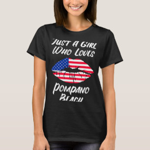 T-shirt Lèvres Bouche Amour Drapeau Américain Plage Pompan