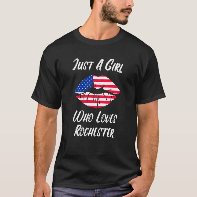 T-shirt Lèvres Bouche Amour Drapeau Américain Rochester (Devant)