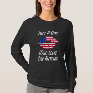 T-shirt Lèvres Bouche Amour Drapeau Américain San Antonio