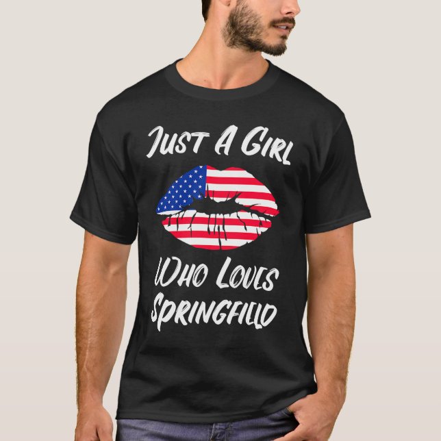 T-shirt Lèvres Bouche Amour Drapeau Américain Springfield (Devant)