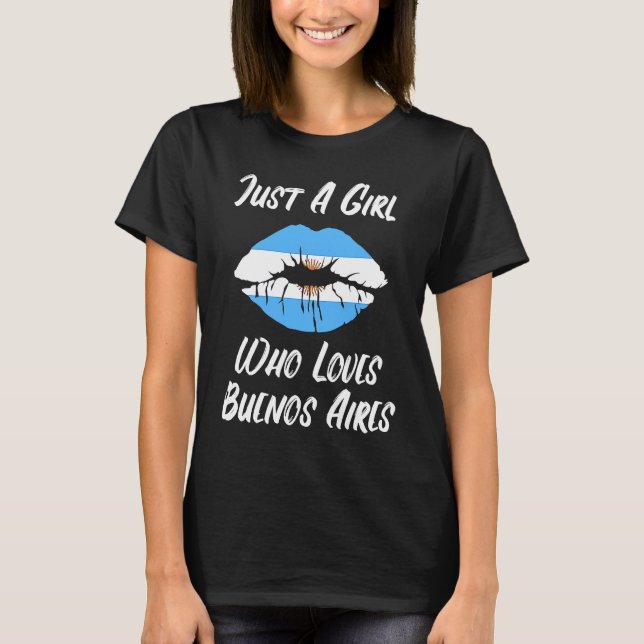 T-shirt Lèvres Bouche Amour Drapeau Argentin Buenos Aires (Devant)