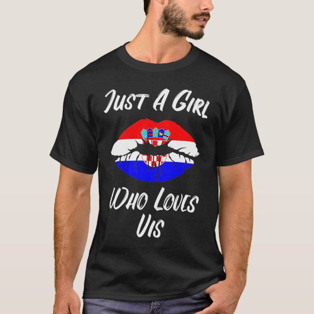 T-shirt Lèvres Bouche Amour Drapeau Croatie Vis (Devant)