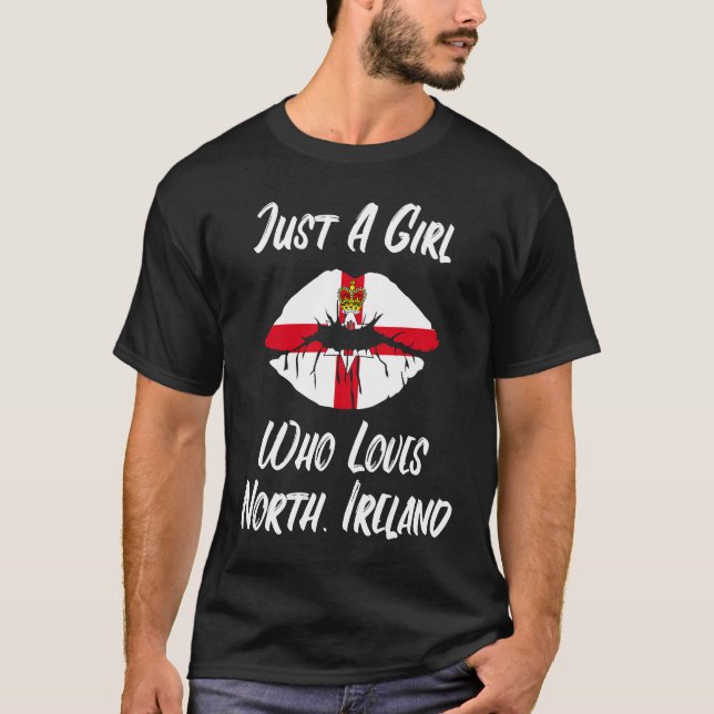 T-shirt Lèvres Bouche Amour Drapeau d'Irlande du Nord (Devant)