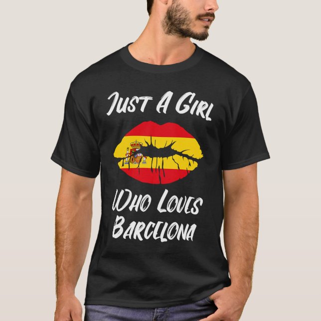 T-shirt Lèvres Bouche Amour drapeau espagnol Barcelone (Devant)