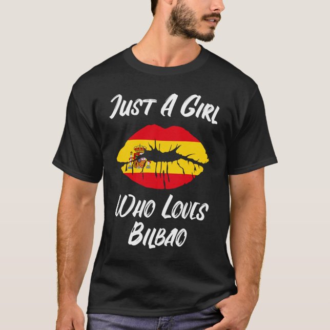 T-shirt Lèvres Bouche Amour drapeau espagnol Bilbao (Devant)