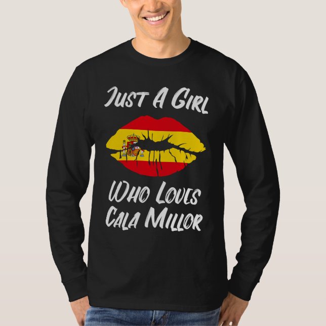 T-shirt Lèvres Bouche Amour Drapeau Espagnol Cala Millor (Devant)