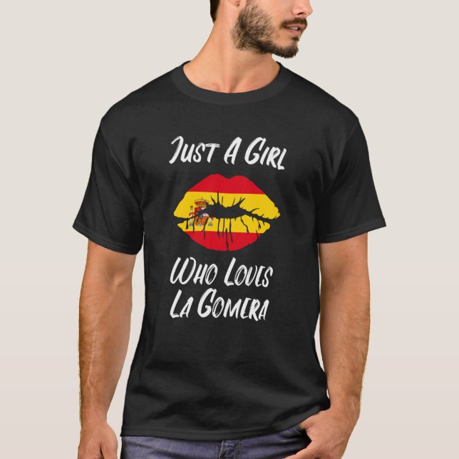 T-shirt Lèvres Bouche Amour Drapeau Espagnol La Gomera (Devant)