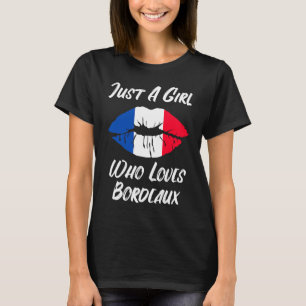 T-shirt Lèvres Bouche Amour Drapeau Français Bordeaux