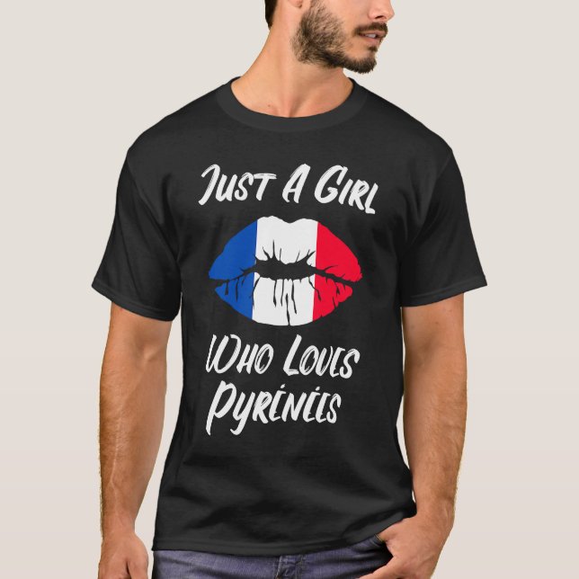 T-shirt Lèvres Bouche Amour Drapeau Français Pyrénées (Devant)