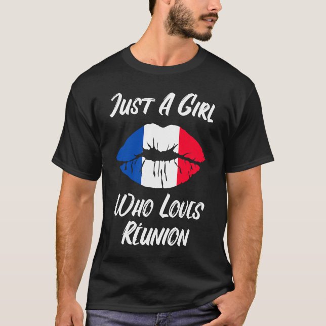 T-shirt Lèvres Bouche Amour Drapeau Français Réunion (Devant)