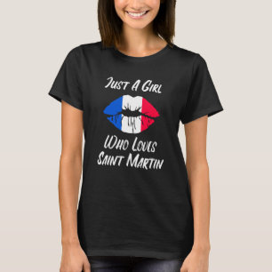 T-shirt Lèvres Bouche Amour Drapeau Français Saint Martin