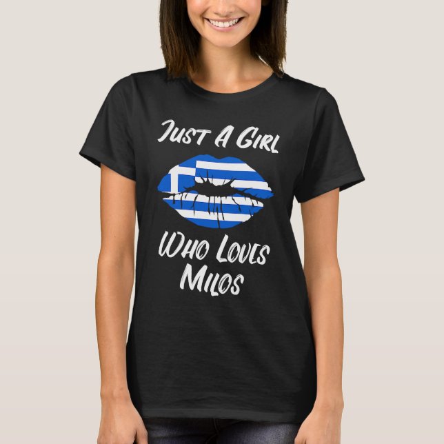 T-shirt Lèvres Bouche Amour Drapeau Grec Milos (Devant)