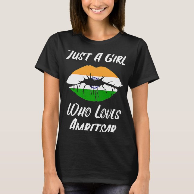 T-shirt Lèvres Bouche Amour Drapeau Indien Amritsar (Devant)