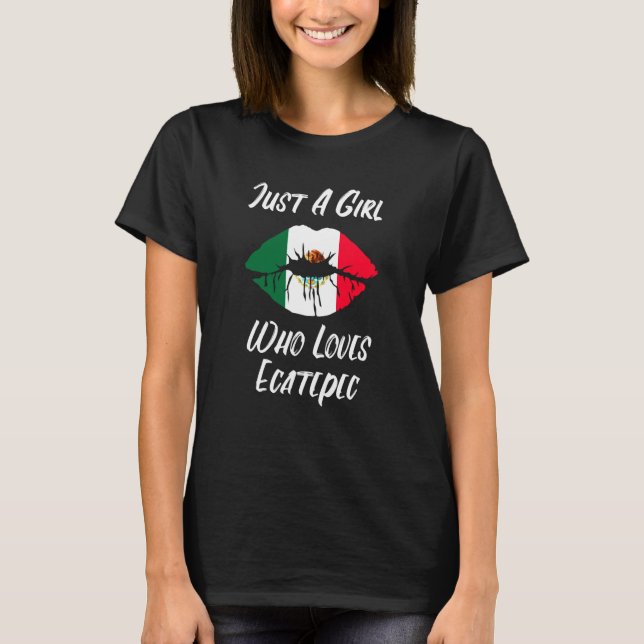 T-shirt Lèvres Bouche Amour Drapeau Mexicain Ecatepec (Devant)