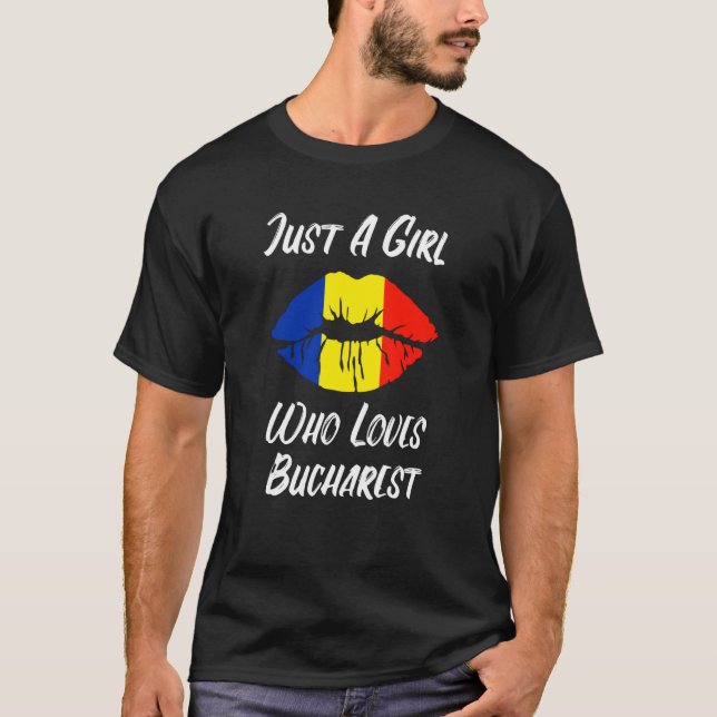T-shirt Lèvres Bouche Amour Drapeau Roumain Bucarest (Devant)