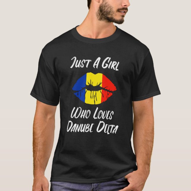 T-shirt Lèvres Bouche Amour Drapeau Roumain Delta du Danub (Devant)