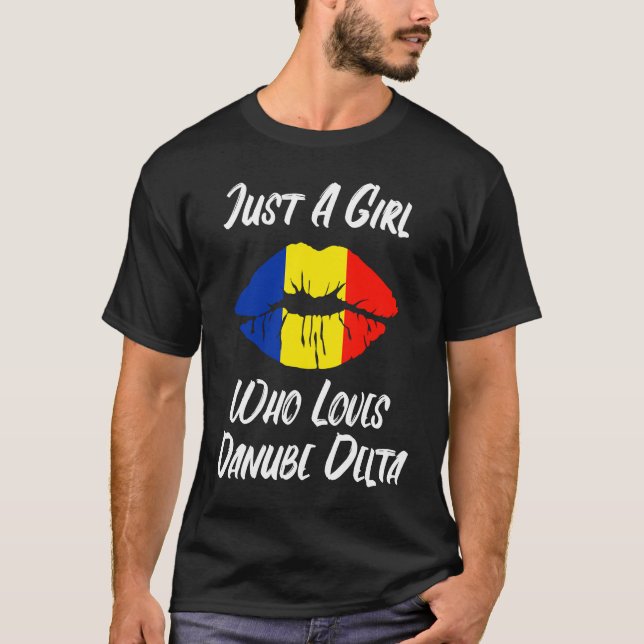 T-shirt Lèvres Bouche Amour Drapeau Roumain Delta du Danub (Devant)