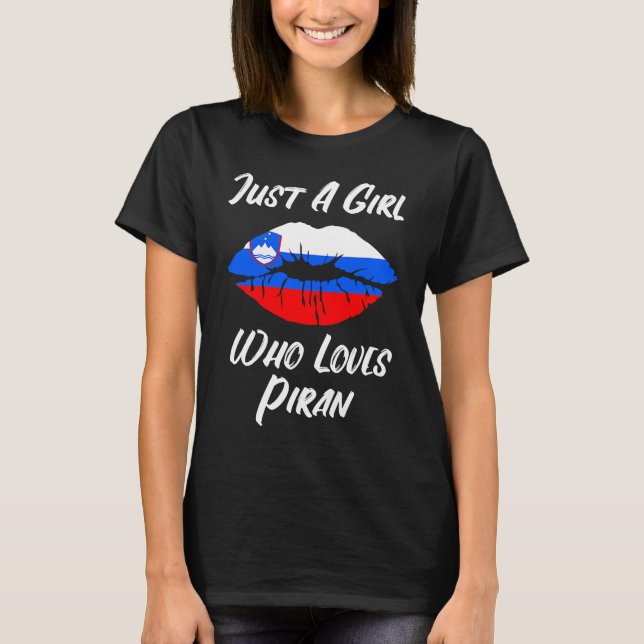 T-shirt Lèvres Bouche Amour Drapeau Slovène Piran (Devant)