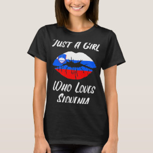 T-shirt Lèvres Bouche Amour Drapeau Slovène Slovénie
