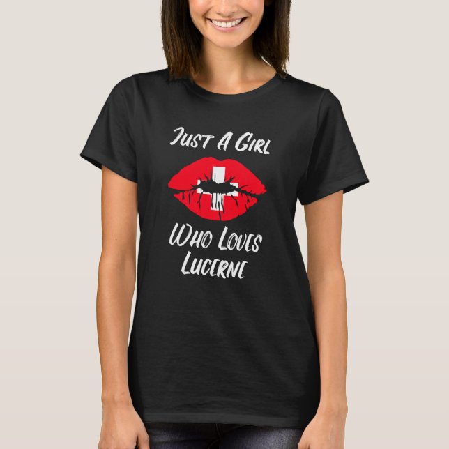 T-shirt Lèvres Bouche Amour Drapeau Suisse Lucerne (Devant)
