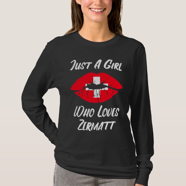 T-shirt Lèvres Bouche Amour Drapeau Suisse Zermatt (Devant)
