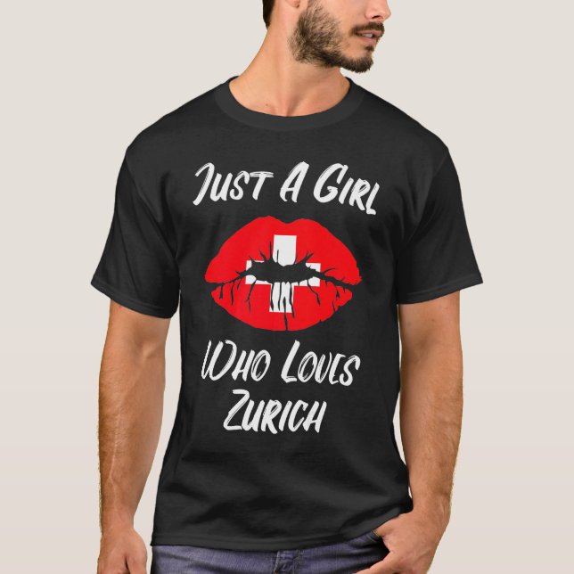 T-shirt Lèvres Bouche Amour Drapeau Suisse Zurich (Devant)