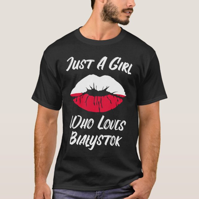 T-shirt Lèvres Bouche Amour Polonais Drapeau Bialystok (Devant)