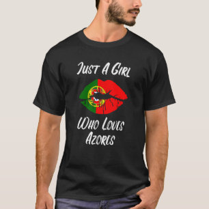 T-shirt Lèvres Bouche Amour Portugais Drapeau Açores