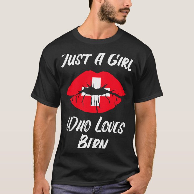 T-shirt Lèvres Bouche Amour Suisse Drapeau Berne (Devant)