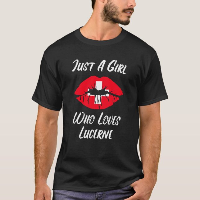 T-shirt Lèvres Bouche Amour Suisse Drapeau Lucerne (Devant)