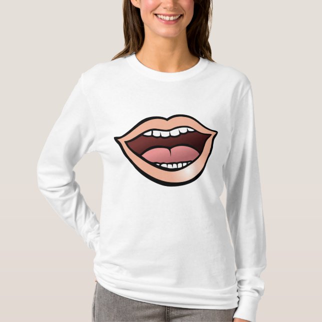 T-shirt Lèvres Bouche Ouverte Dents Langue (Devant)