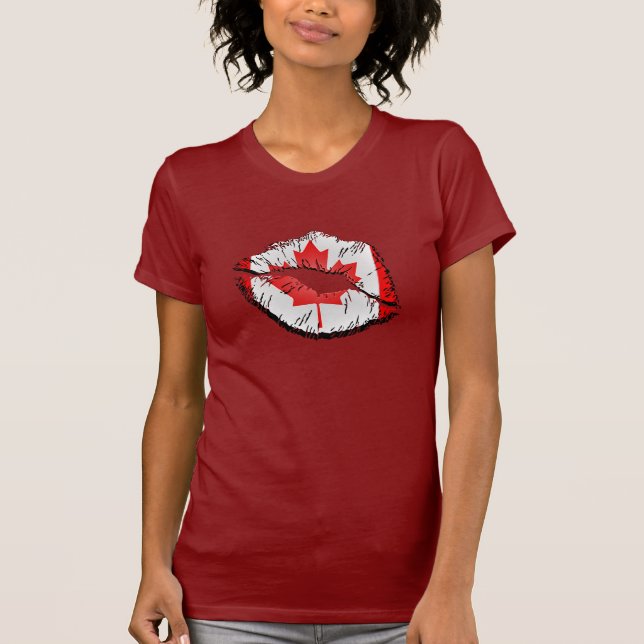 T-shirt Lèvres canadiennes de drapeau (Devant)