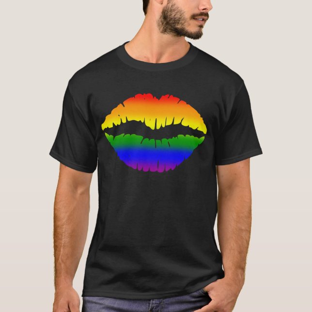 T-shirt Lèvres d'arc-en-ciel de fierté (Devant)