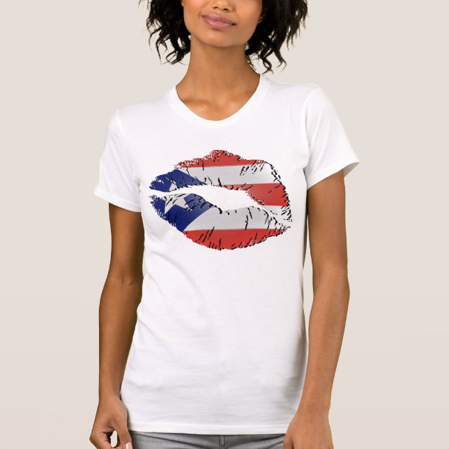 T-shirt Lèvres de drapeau de Porto Rico (Devant)
